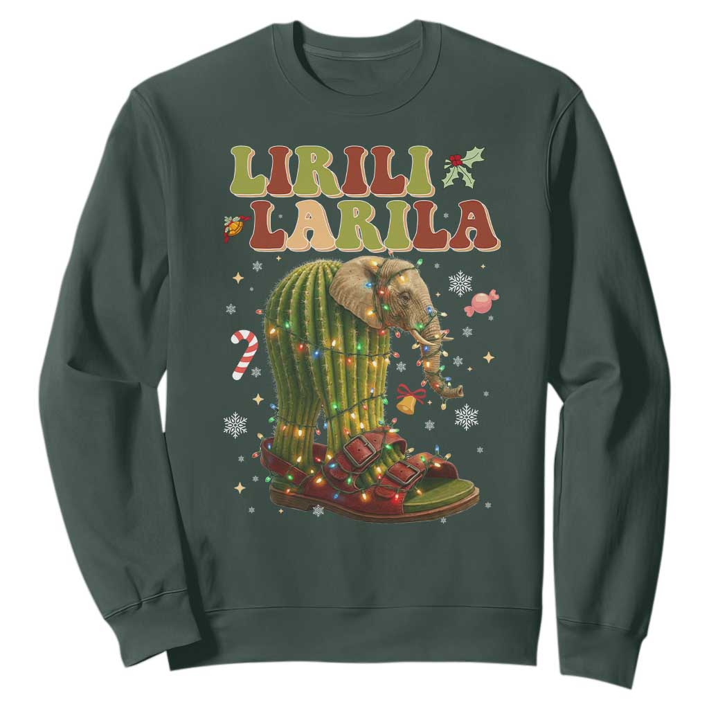 Funny Lirili Larila Italian Brainrot Meme Sweatshirt Christmas Gift TS12 Dark Forest Green Print Your Wear