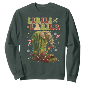 Funny Lirili Larila Italian Brainrot Meme Sweatshirt Christmas Gift TS12 Dark Forest Green Print Your Wear
