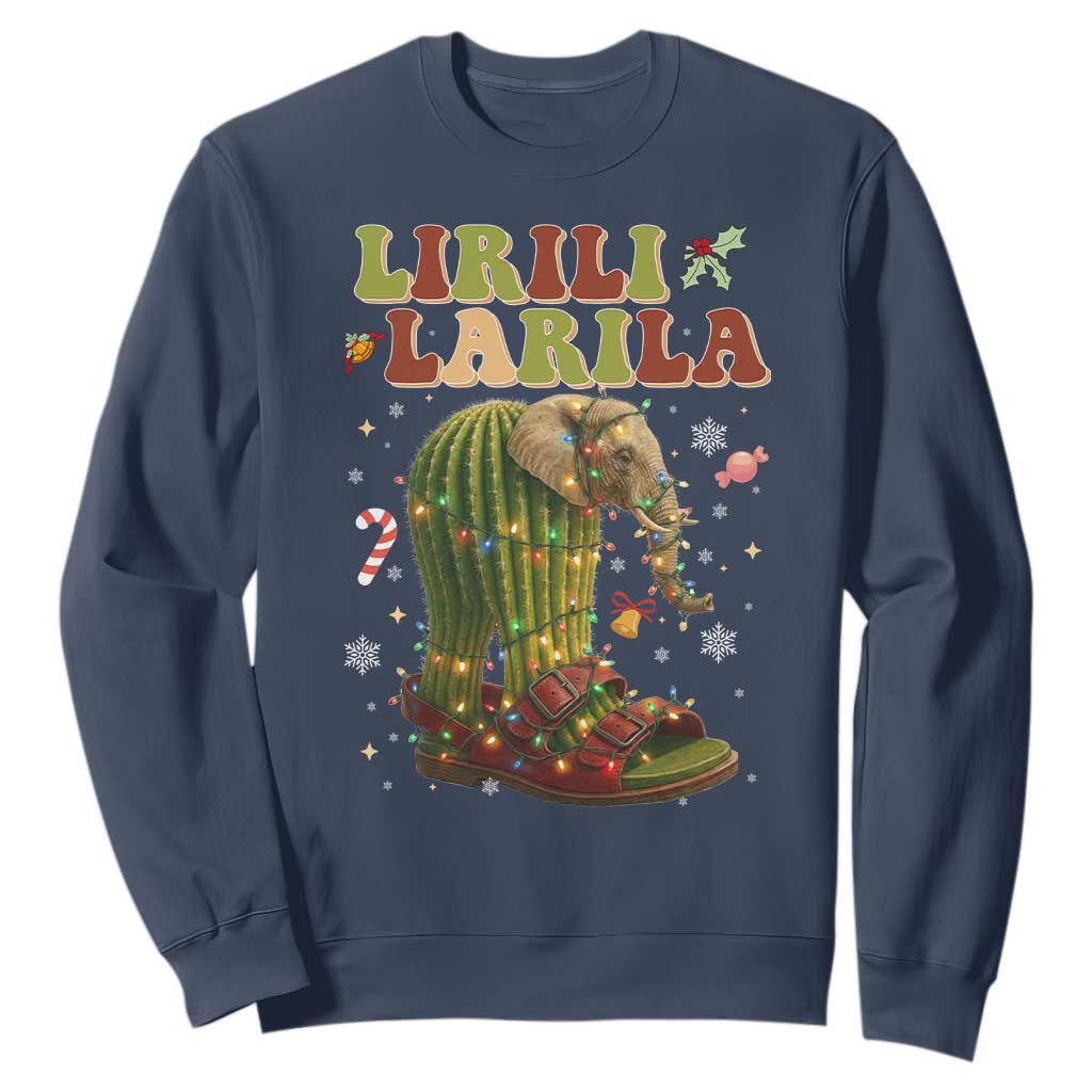 Funny Lirili Larila Italian Brainrot Meme Sweatshirt Christmas Gift TS12 Navy Print Your Wear