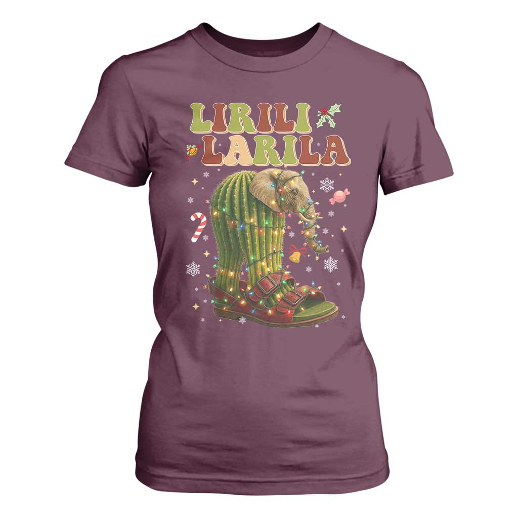 Funny Lirili Larila Italian Brainrot Meme T Shirt For Women Christmas Gift TS12 Maroon Print Your Wear