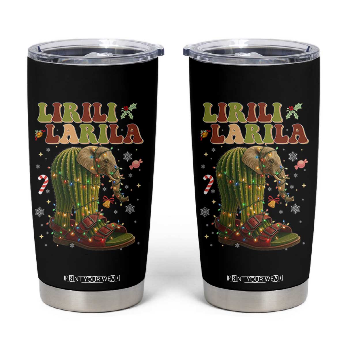 Funny Lirili Larila Italian Brainrot Meme Tumbler Cup Christmas Gift TS12 Black Print Your Wear