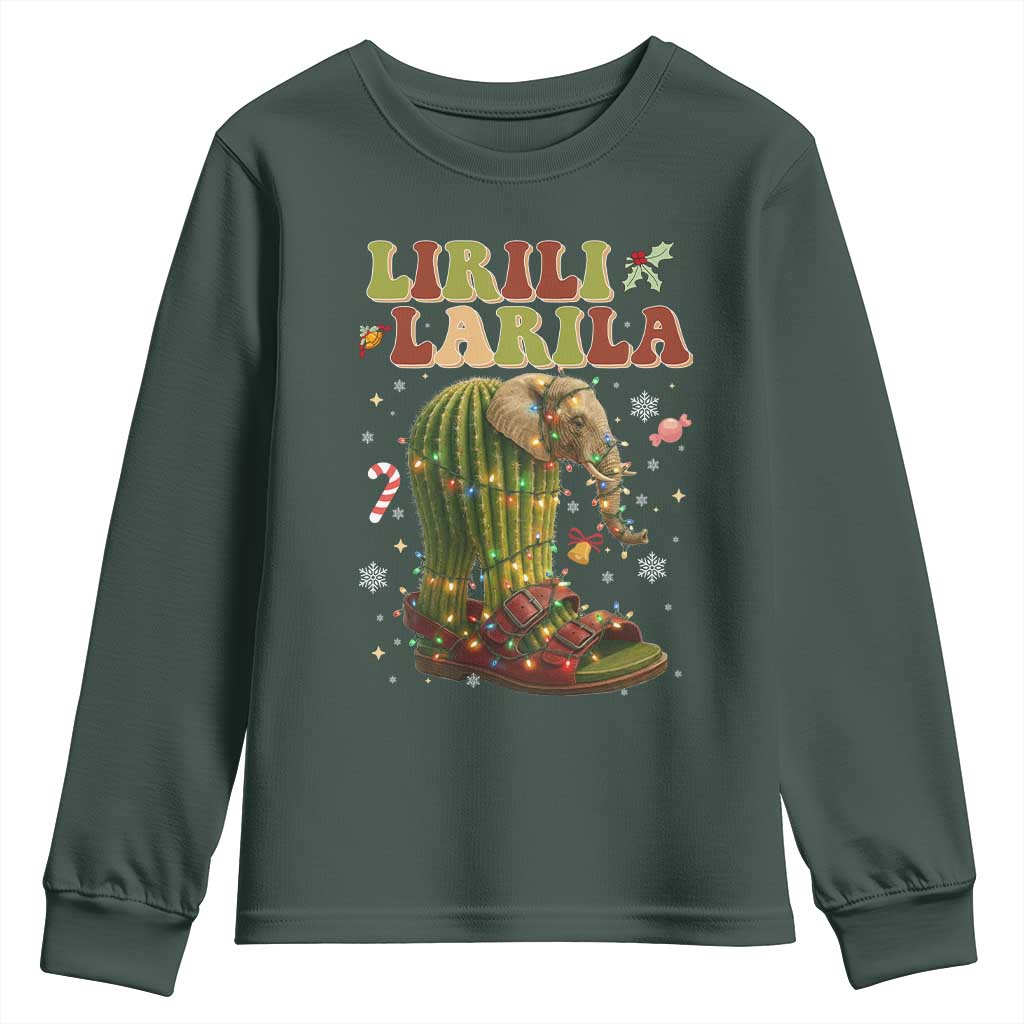 Funny Lirili Larila Italian Brainrot Meme Youth Sweatshirt Christmas Gift TS12 Dark Forest Green Print Your Wear