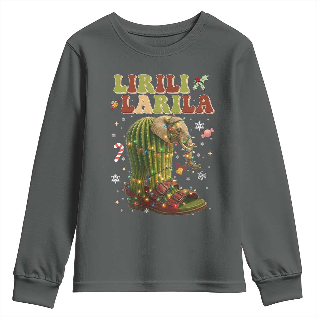 Funny Lirili Larila Italian Brainrot Meme Youth Sweatshirt Christmas Gift TS12 Dark Heather Print Your Wear