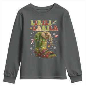 Funny Lirili Larila Italian Brainrot Meme Youth Sweatshirt Christmas Gift TS12 Dark Heather Print Your Wear
