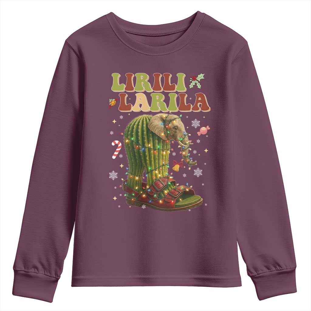 Funny Lirili Larila Italian Brainrot Meme Youth Sweatshirt Christmas Gift TS12 Maroon Print Your Wear