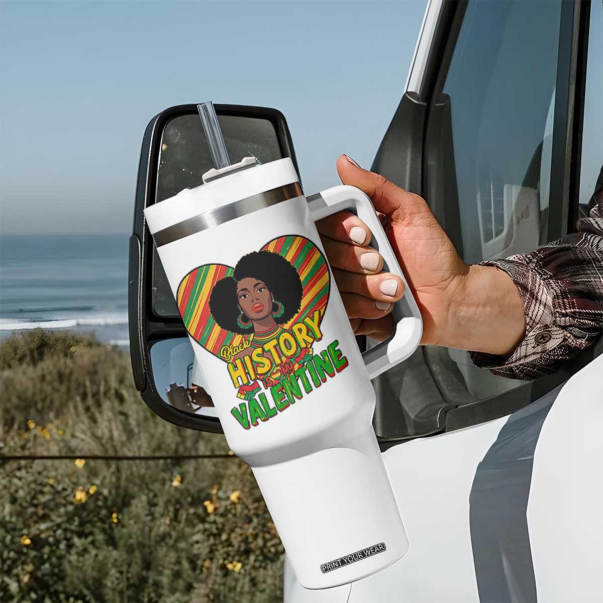 Black History Is My Valentine Tumbler With Handle Gift For Black Women TS12 Print Your Wear