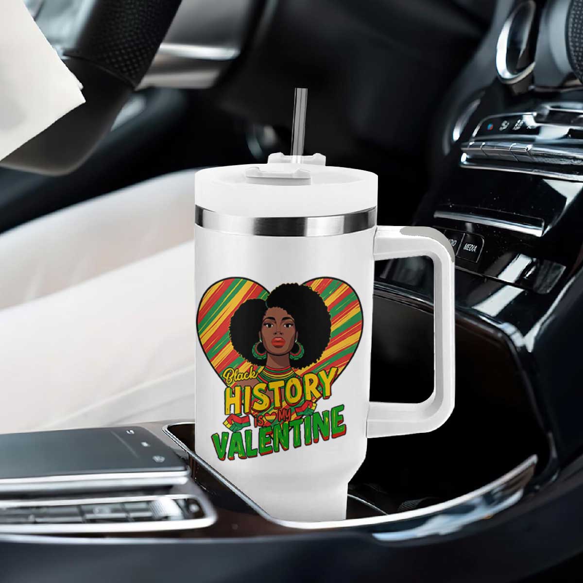 Black History Is My Valentine Tumbler With Handle Gift For Black Women TS12 Print Your Wear