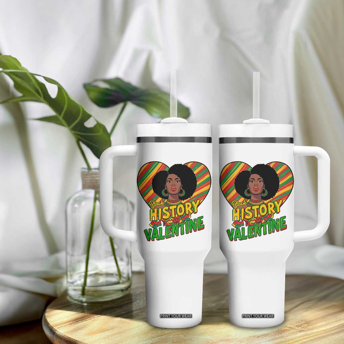 Black History Is My Valentine Tumbler With Handle Gift For Black Women TS12 Print Your Wear