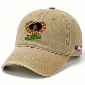 Black History Is My Valentine Washed Cotton Baseball Cap Gift For Black Women TS12 Print Your Wear