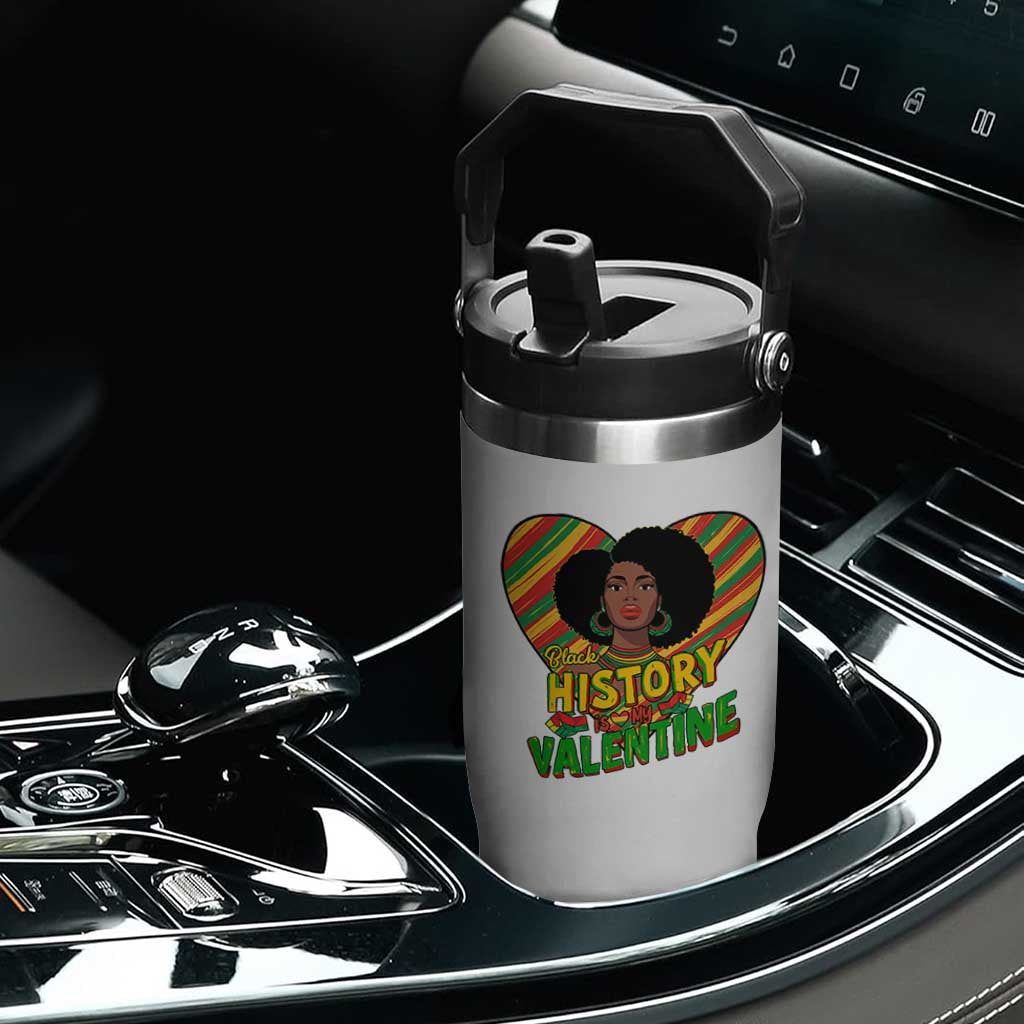 Black History Is My Valentine Flip Straw Tumbler Gift For Black Women TS12 Print Your Wear