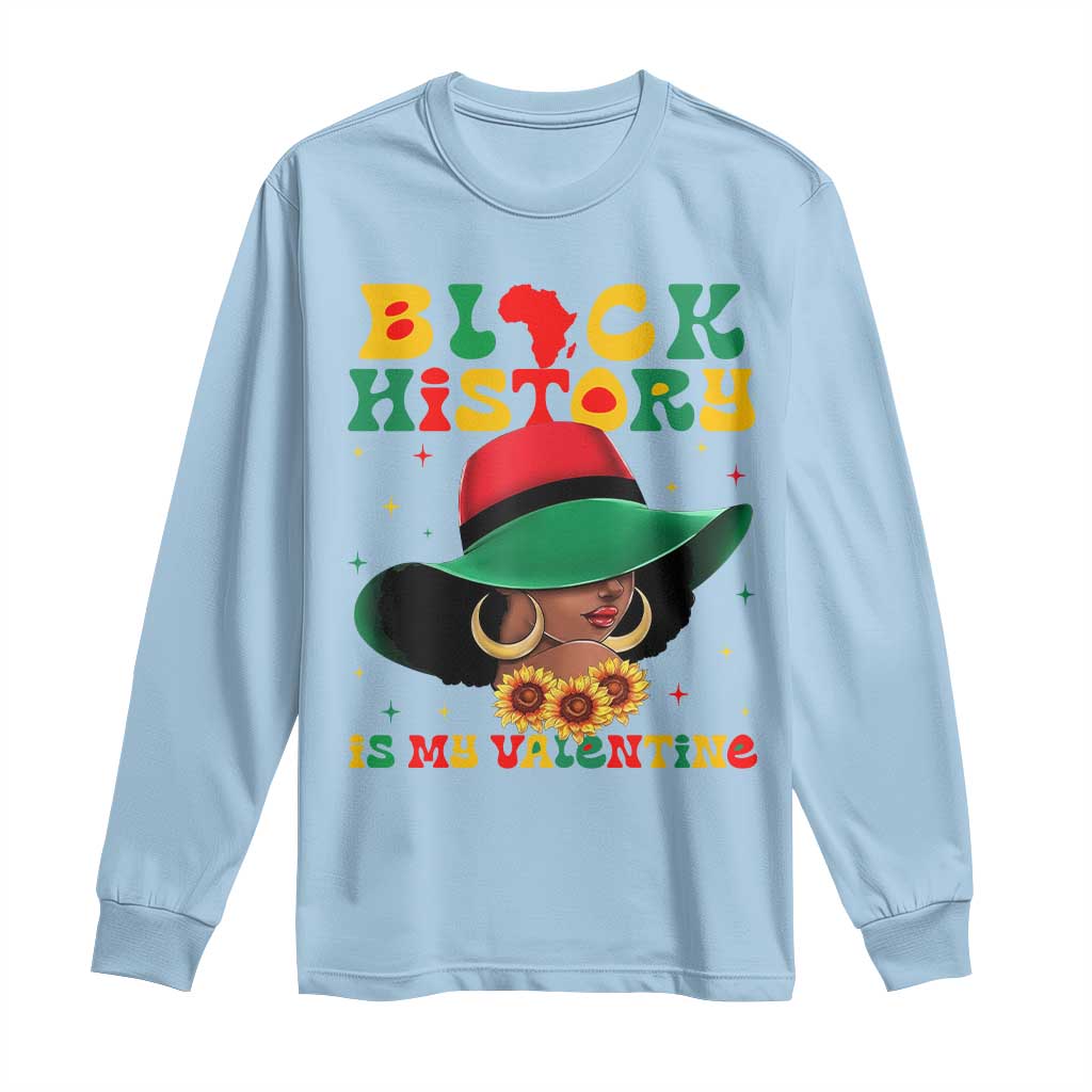 Black History Is My Valentine Long Sleeve Shirt Women Gift For February TS12 Light Blue Print Your Wear