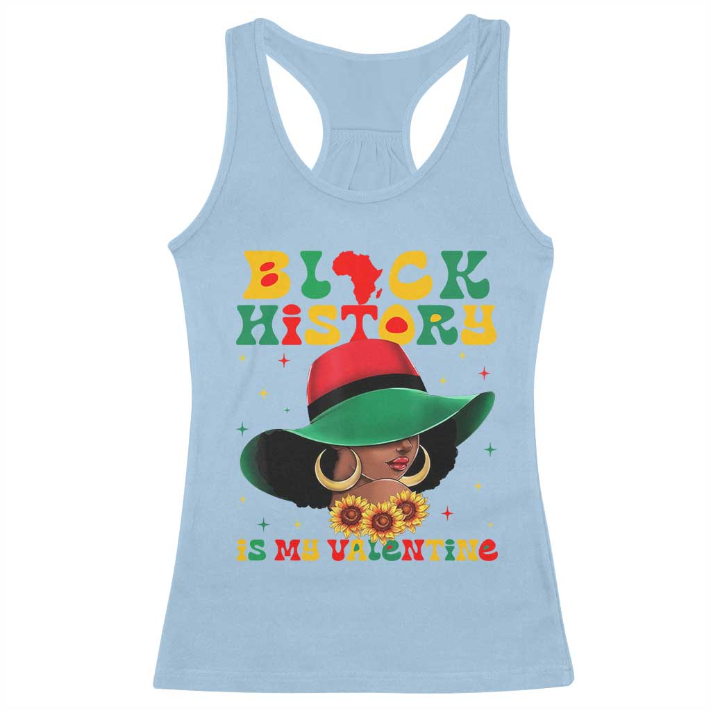 Black History Is My Valentine Racerback Tank Top Women Gift For February TS12 Light Blue Print Your Wear