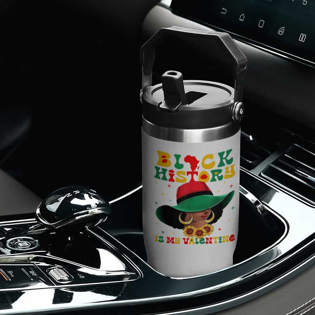 Black History Is My Valentine Flip Straw Tumbler Women Gift For February TS12 Print Your Wear
