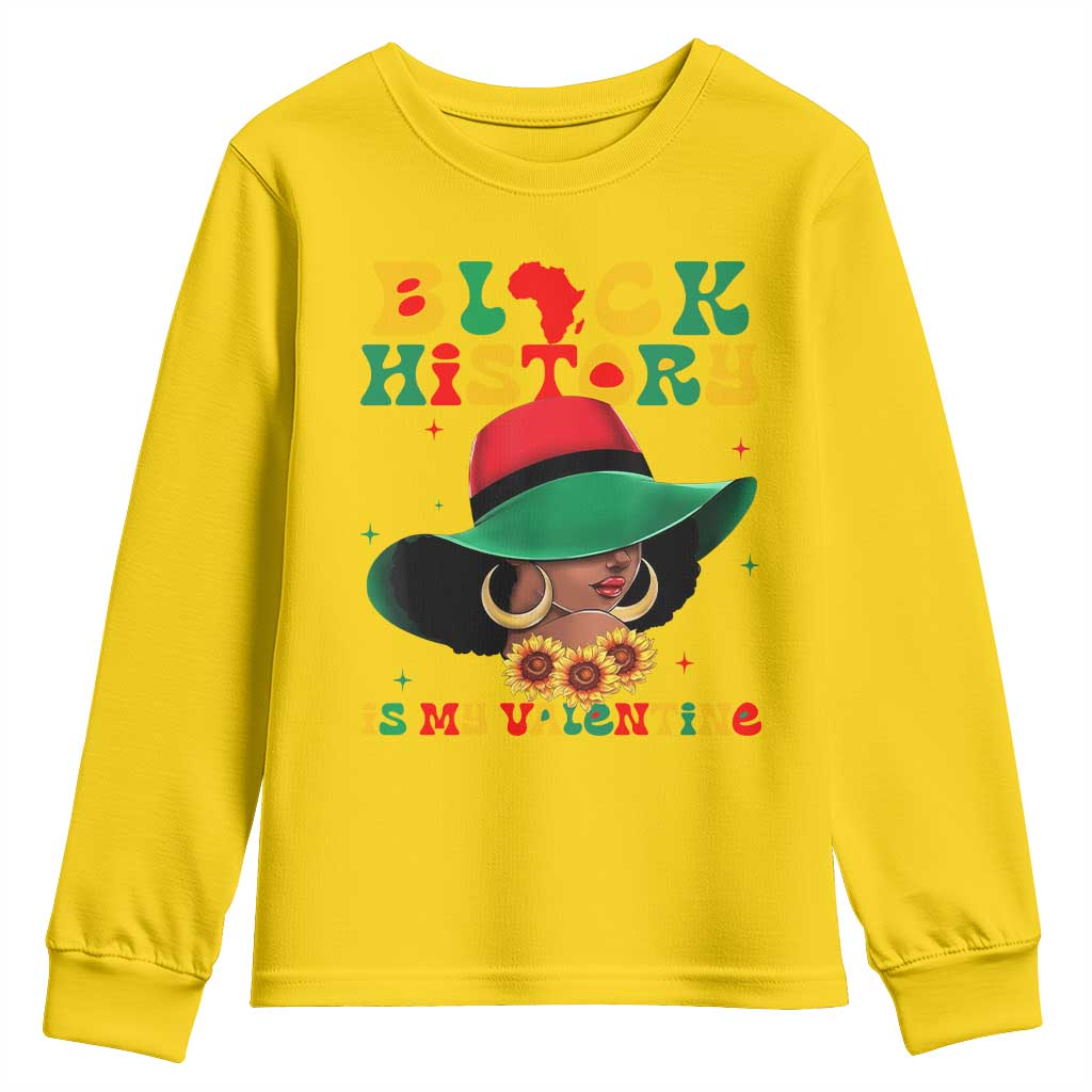 Black History Is My Valentine Youth Sweatshirt Women Gift For February TS12 Daisy Print Your Wear