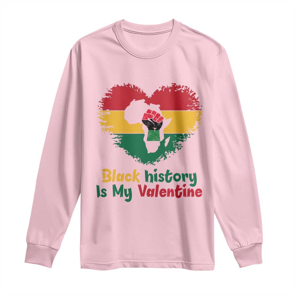 African American Women Pride Long Sleeve Shirt Black History Is My Valentine TS12 Light Pink Print Your Wear