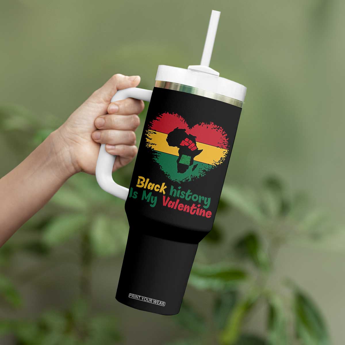 African American Women Pride Tumbler With Handle Black History Is My Valentine TS12 Print Your Wear