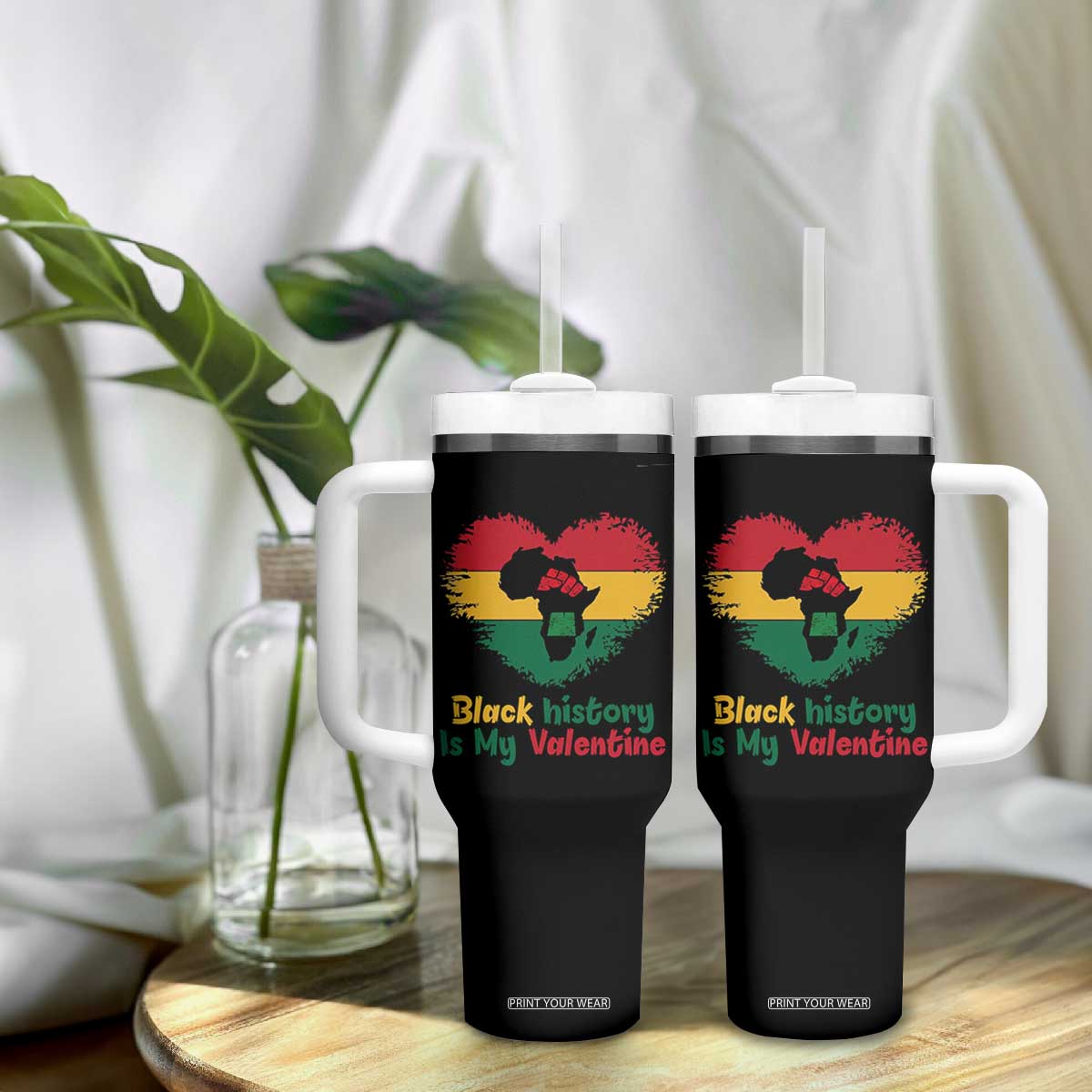 African American Women Pride Tumbler With Handle Black History Is My Valentine TS12 Print Your Wear