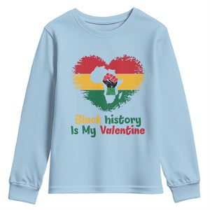 African American Women Pride Youth Sweatshirt Black History Is My Valentine TS12 Light Blue Print Your Wear