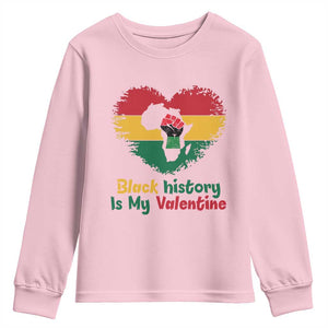 African American Women Pride Youth Sweatshirt Black History Is My Valentine TS12 Light Pink Print Your Wear