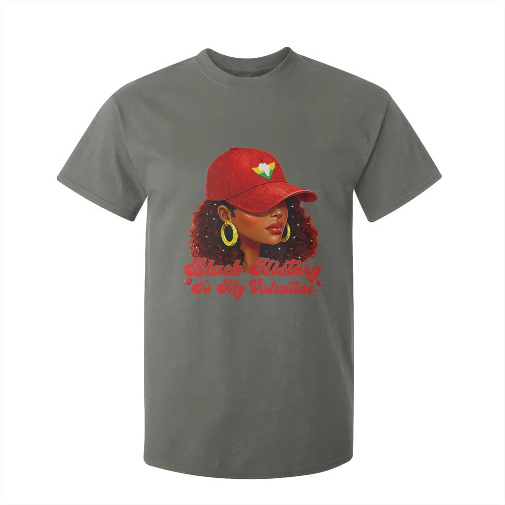 Black History Is My Valentine T Shirt For Kid Melanin Pride Valentines Day Gift TS12 Military Green Print Your Wear