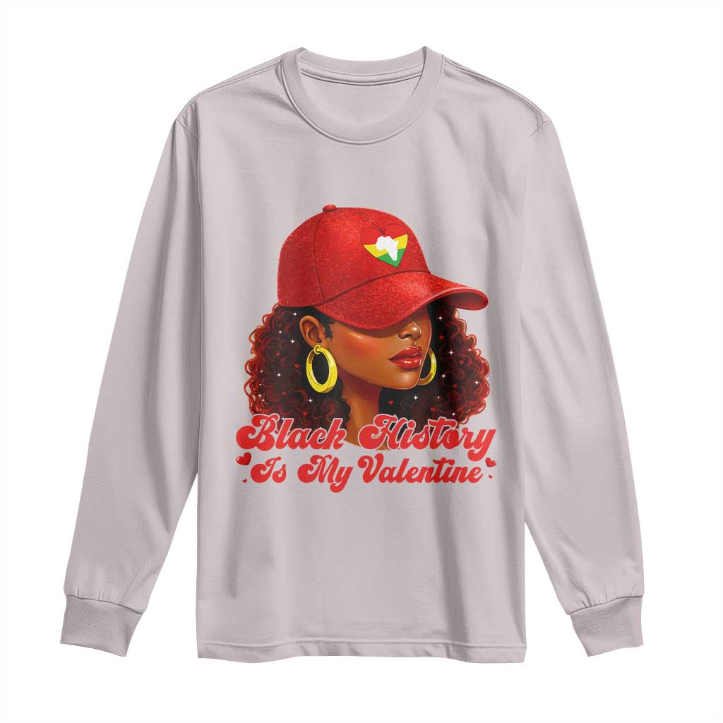 Black History Is My Valentine Long Sleeve Shirt Melanin Pride Valentines Day Gift TS12 Ice Gray Print Your Wear