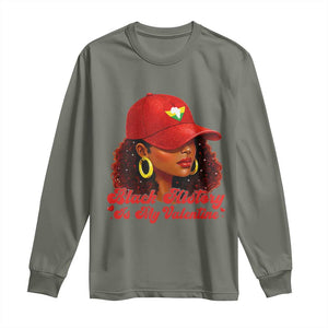 Black History Is My Valentine Long Sleeve Shirt Melanin Pride Valentines Day Gift TS12 Military Green Print Your Wear