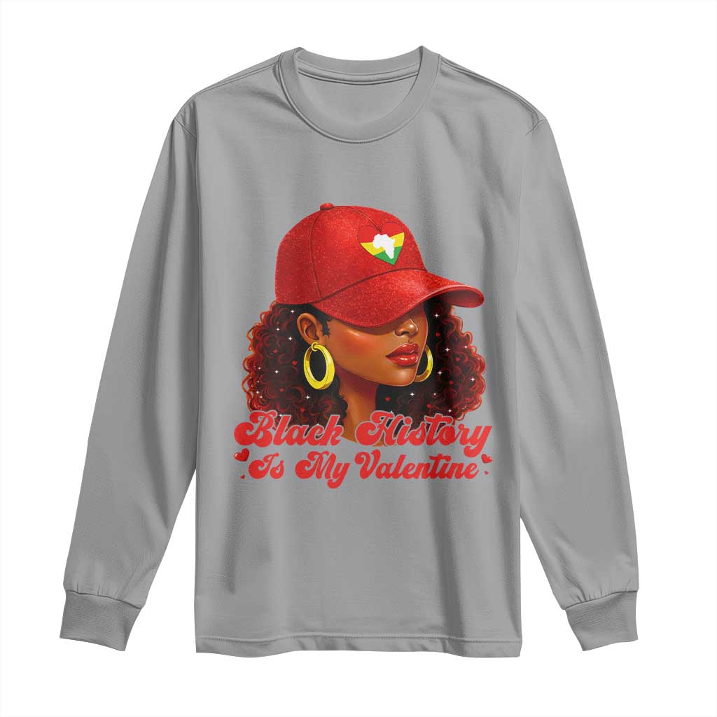 Black History Is My Valentine Long Sleeve Shirt Melanin Pride Valentines Day Gift TS12 Sport Gray Print Your Wear