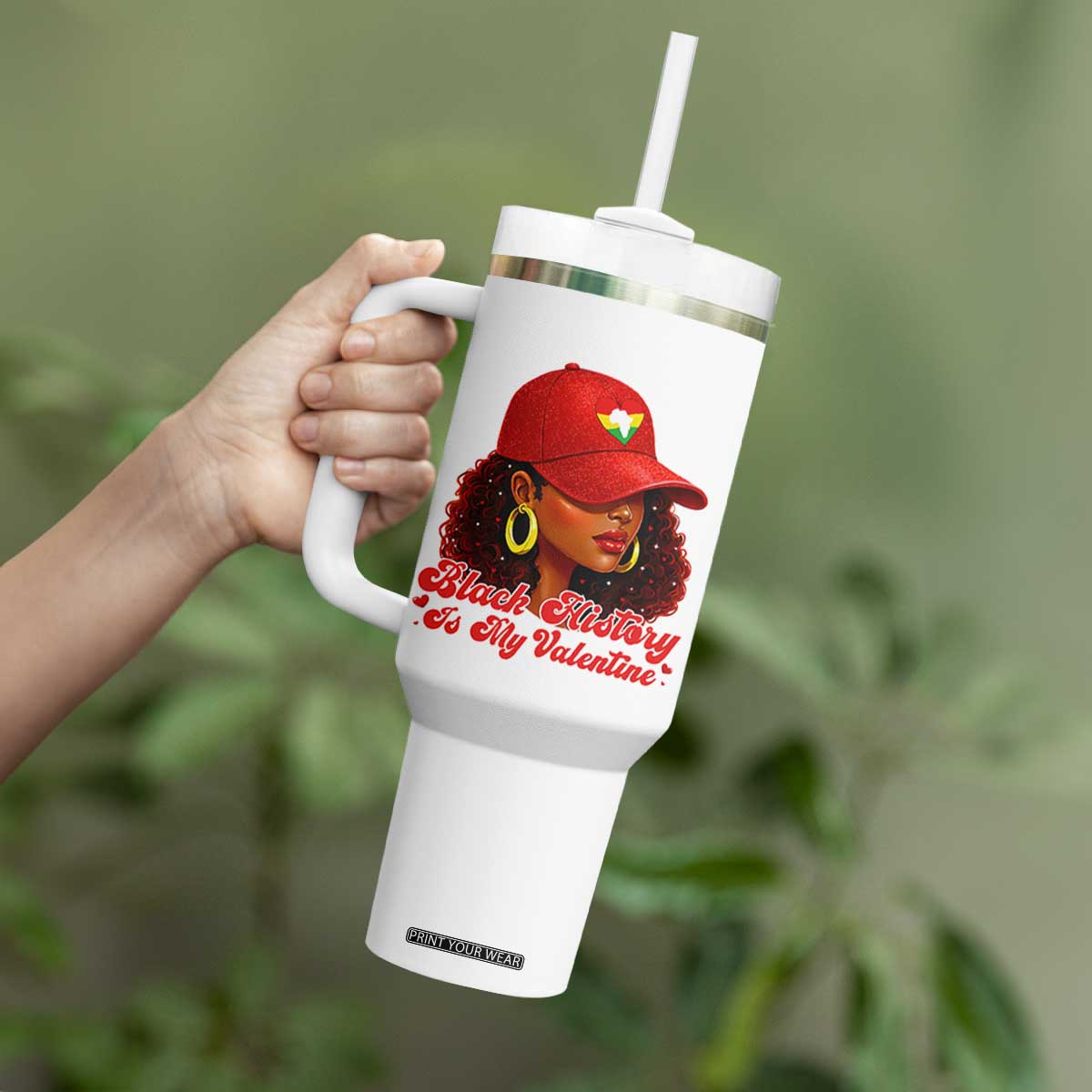 Black History Is My Valentine Tumbler With Handle Melanin Pride Valentines Day Gift TS12 Print Your Wear