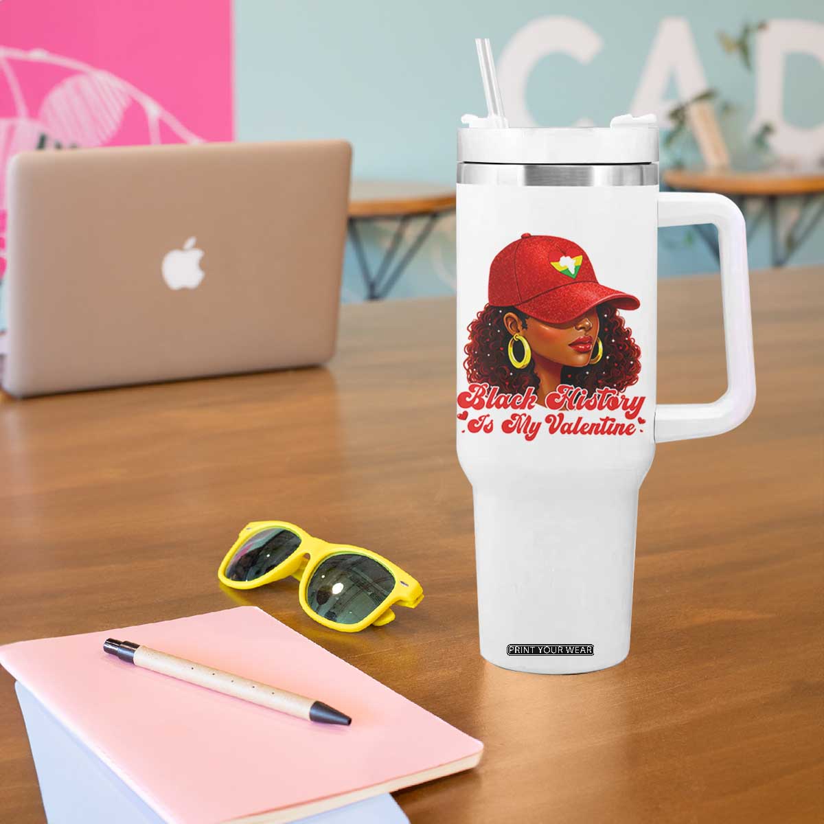 Black History Is My Valentine Tumbler With Handle Melanin Pride Valentines Day Gift TS12 Print Your Wear