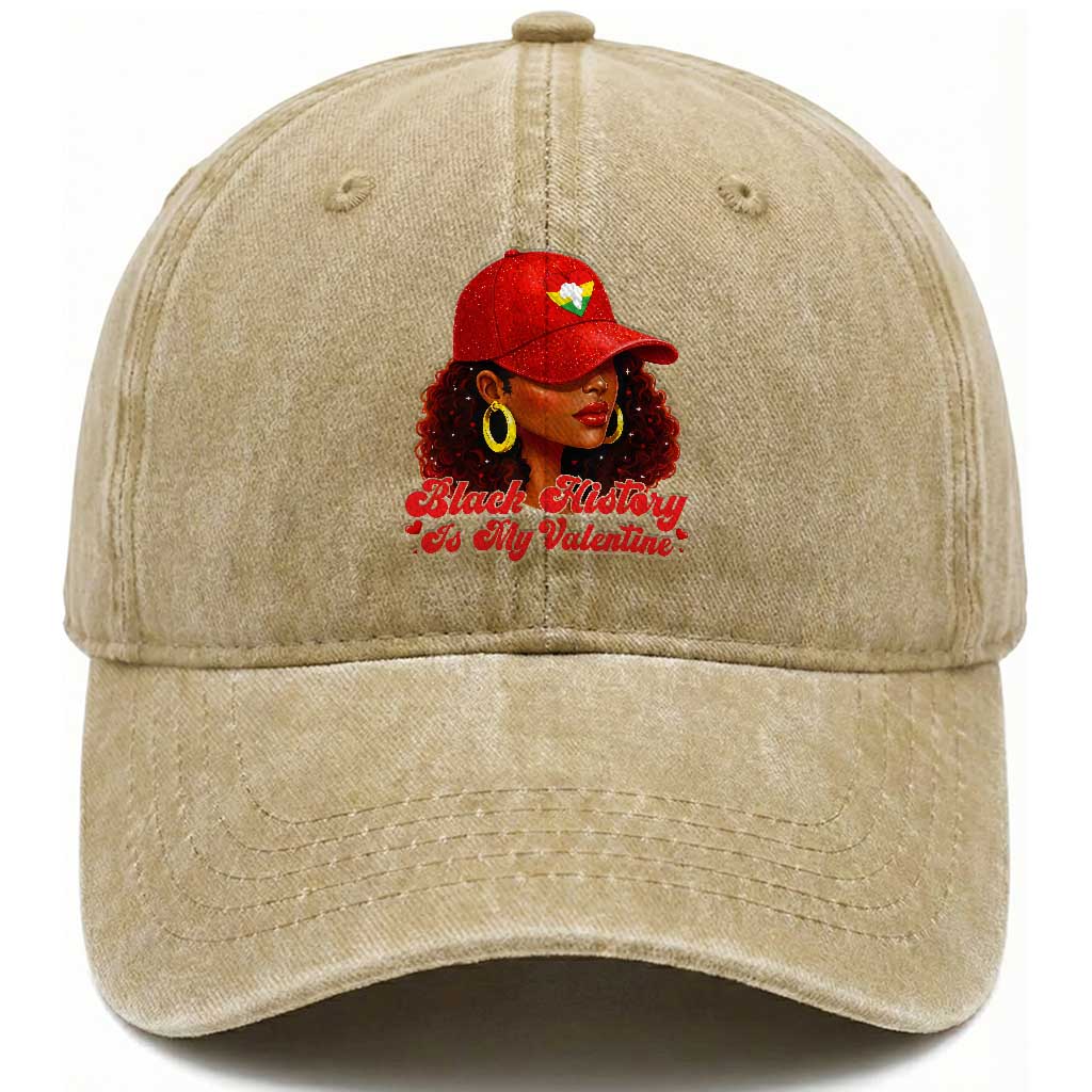 Black History Is My Valentine Washed Cotton Baseball Cap Melanin Pride Valentines Day Gift TS12 Print Your Wear