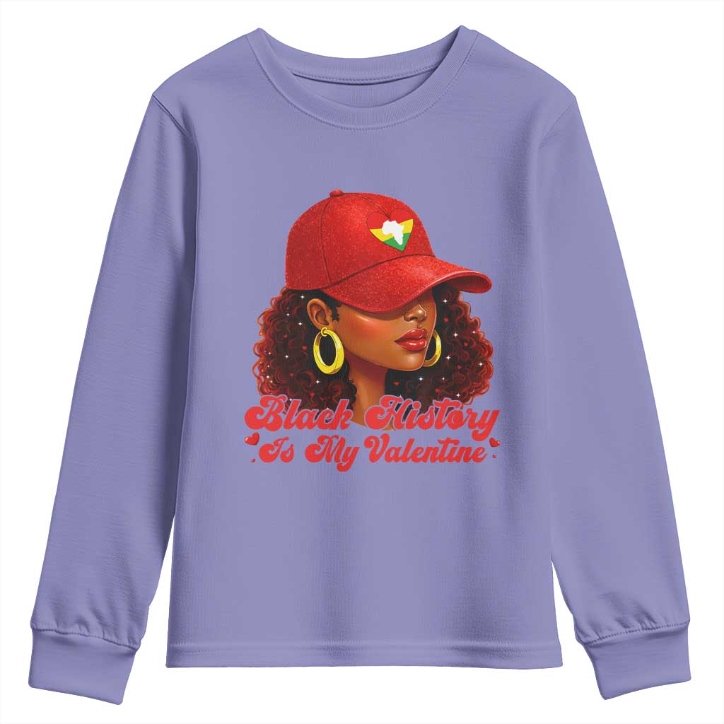 Black History Is My Valentine Youth Sweatshirt Melanin Pride Valentines Day Gift TS12 Violet Print Your Wear