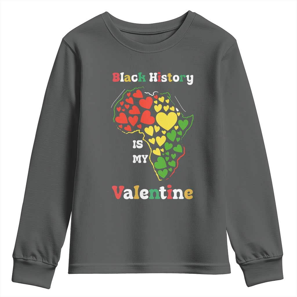 Melanin Queen Black History Month Youth Sweatshirt Is My Valentine TS12 Dark Heather Print Your Wear