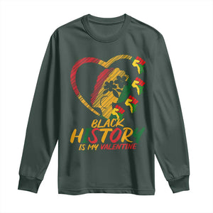 Black History Is My Valentine Long Sleeve Shirt Gift For Melanin Queen TS12 Dark Forest Green Print Your Wear