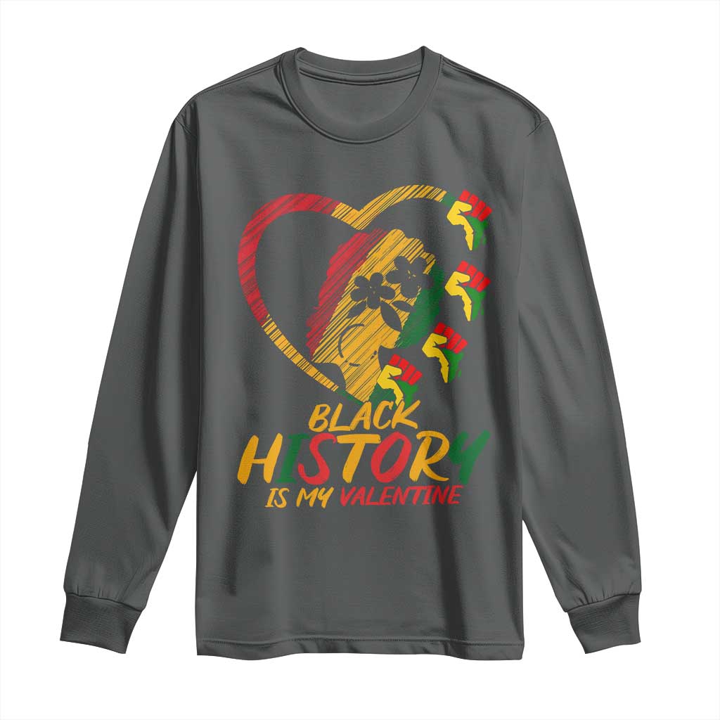 Black History Is My Valentine Long Sleeve Shirt Gift For Melanin Queen TS12 Dark Heather Print Your Wear