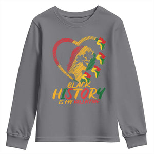 Black History Is My Valentine Youth Sweatshirt Gift For Melanin Queen TS12 Charcoal Print Your Wear
