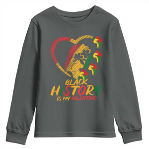 Black History Is My Valentine Youth Sweatshirt Gift For Melanin Queen TS12 Dark Heather Print Your Wear