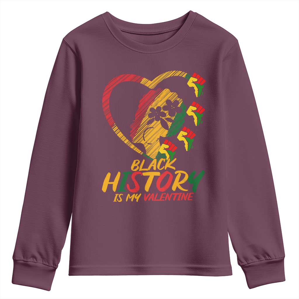 Black History Is My Valentine Youth Sweatshirt Gift For Melanin Queen TS12 Maroon Print Your Wear