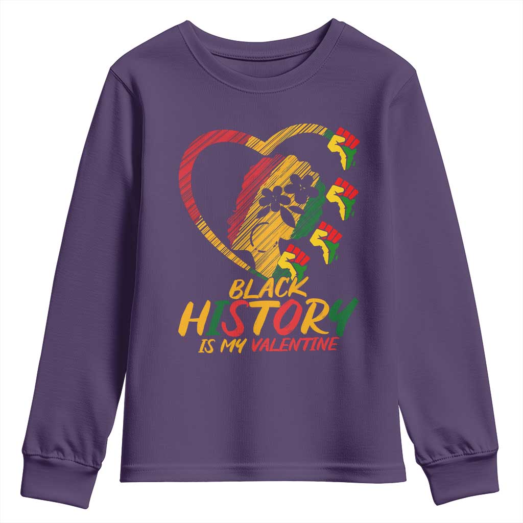 Black History Is My Valentine Youth Sweatshirt Gift For Melanin Queen TS12 Purple Print Your Wear