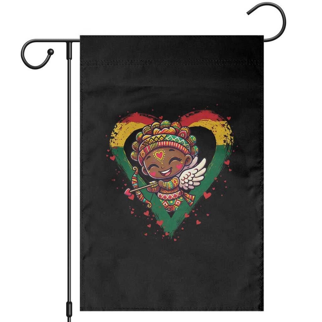Cute Black Cupid Garden Flag Melanin Pride Valentines Day Gift TS12 Black Print Your Wear