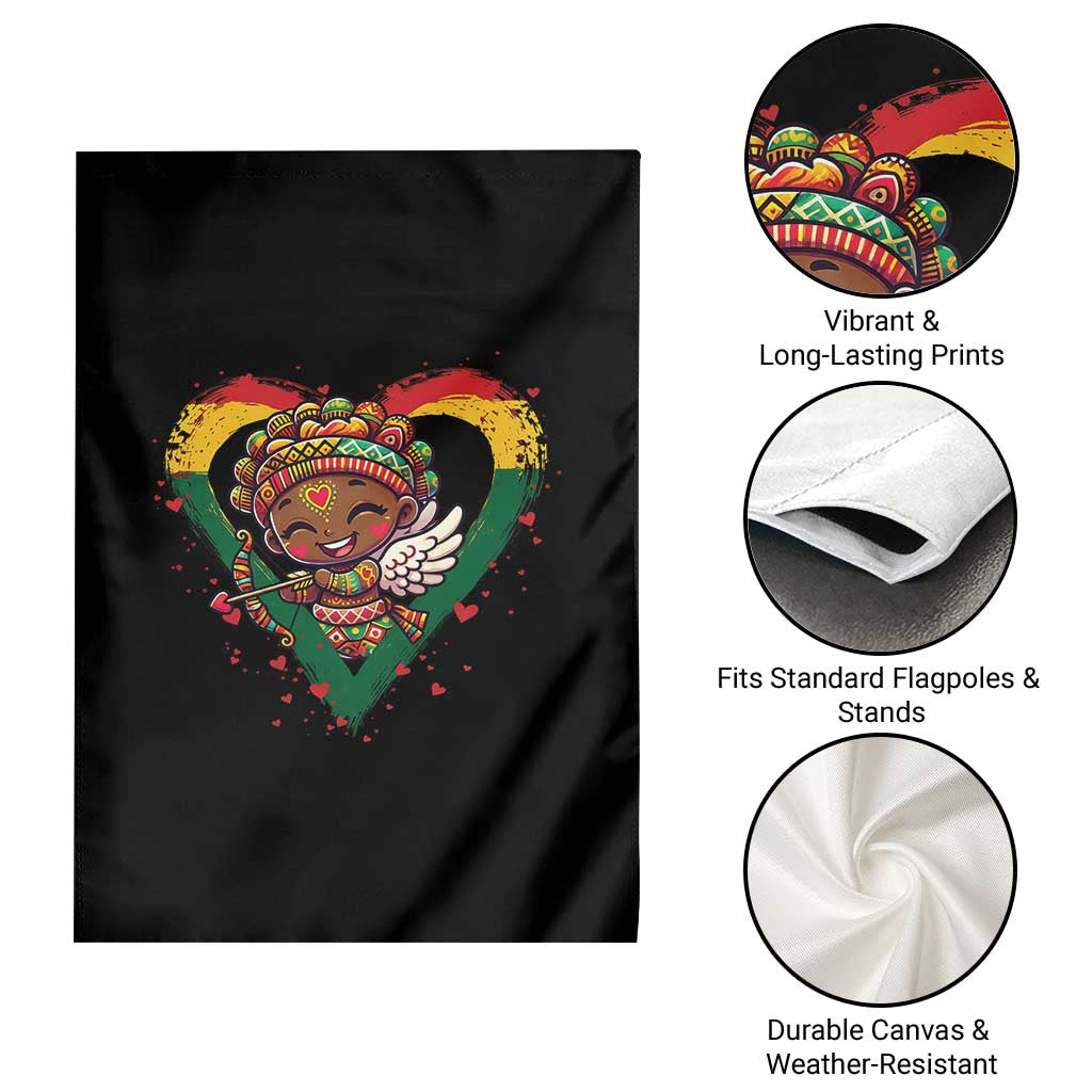 Cute Black Cupid Garden Flag Melanin Pride Valentines Day Gift TS12 Print Your Wear