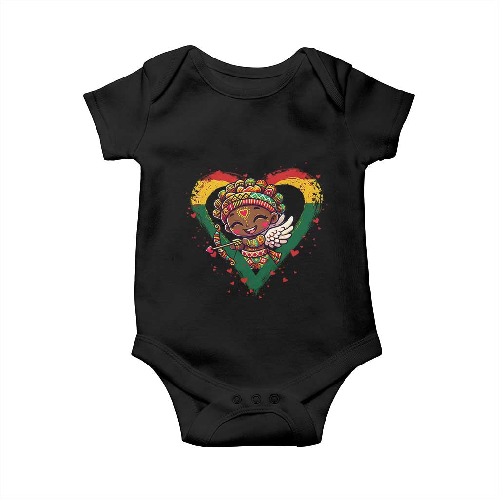 Cute Black Cupid Baby Onesie Melanin Pride Valentines Day Gift TS12 Black Print Your Wear