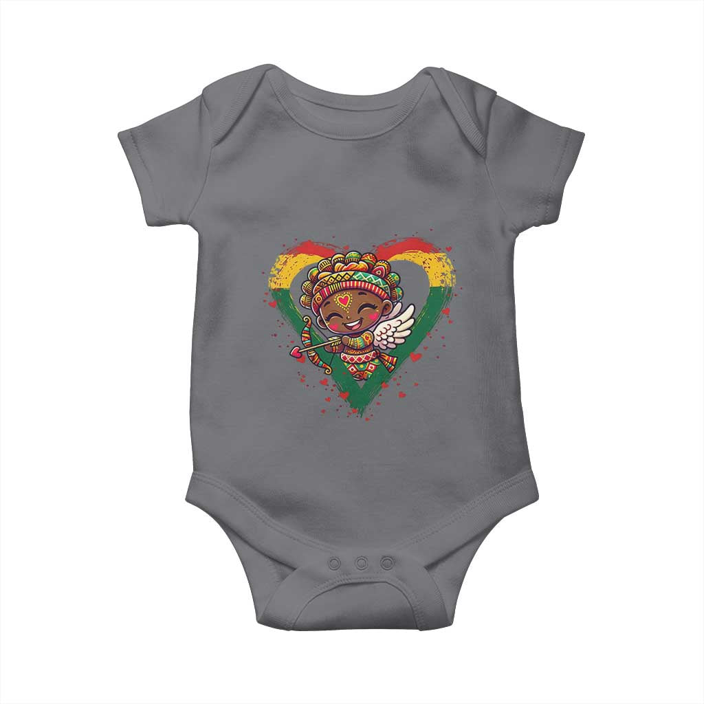 Cute Black Cupid Baby Onesie Melanin Pride Valentines Day Gift TS12 Charcoal Print Your Wear