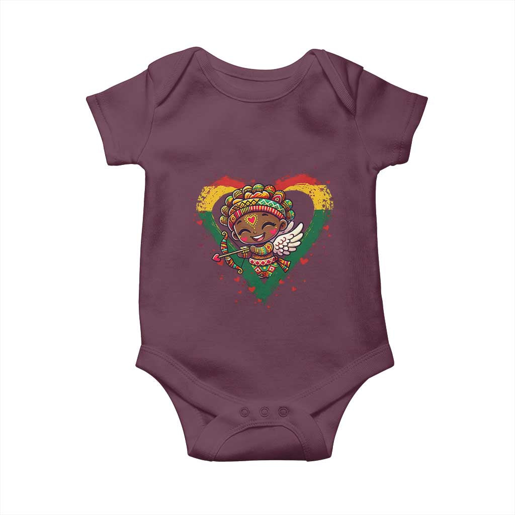 Cute Black Cupid Baby Onesie Melanin Pride Valentines Day Gift TS12 Maroon Print Your Wear