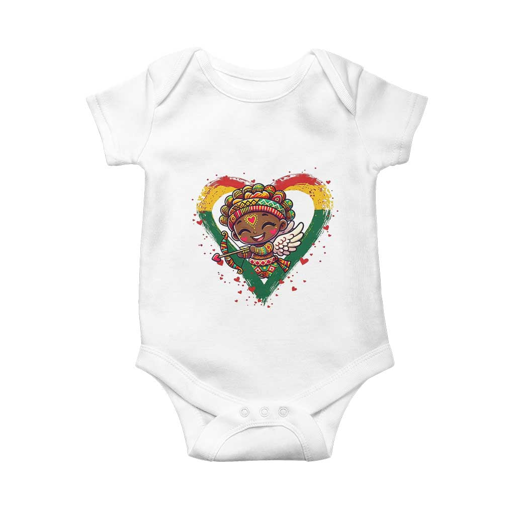 Cute Black Cupid Baby Onesie Melanin Pride Valentines Day Gift TS12 White Print Your Wear