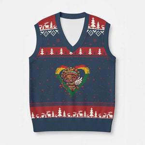 Cute Black Cupid V-Neck Knit Sweater Vest Melanin Pride Valentines Day Gift TS12 Navy Red Print Your Wear