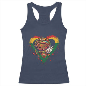 Cute Black Cupid Racerback Tank Top Melanin Pride Valentines Day Gift TS12 Navy Print Your Wear