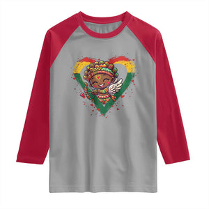 Cute Black Cupid Raglan Shirt Melanin Pride Valentines Day Gift TS12 Sport Gray Red Print Your Wear