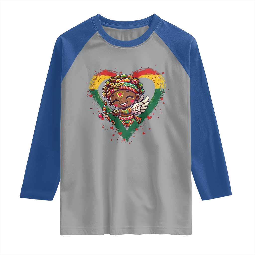 Cute Black Cupid Raglan Shirt Melanin Pride Valentines Day Gift TS12 Sport Gray Royal Print Your Wear