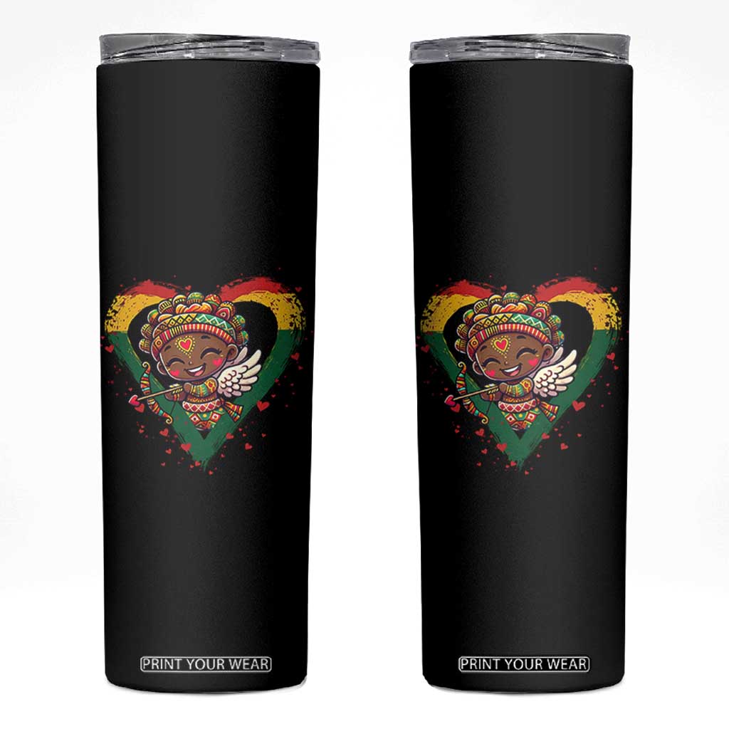 Cute Black Cupid Skinny Tumbler Melanin Pride Valentines Day Gift TS12 Black Print Your Wear