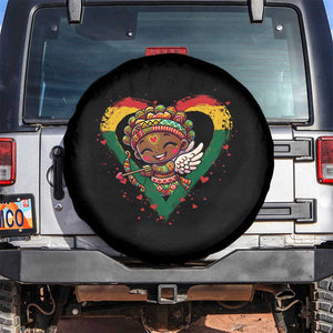 Cute Black Cupid Spare Tire Cover Melanin Pride Valentines Day Gift TS12 No hole Black Print Your Wear